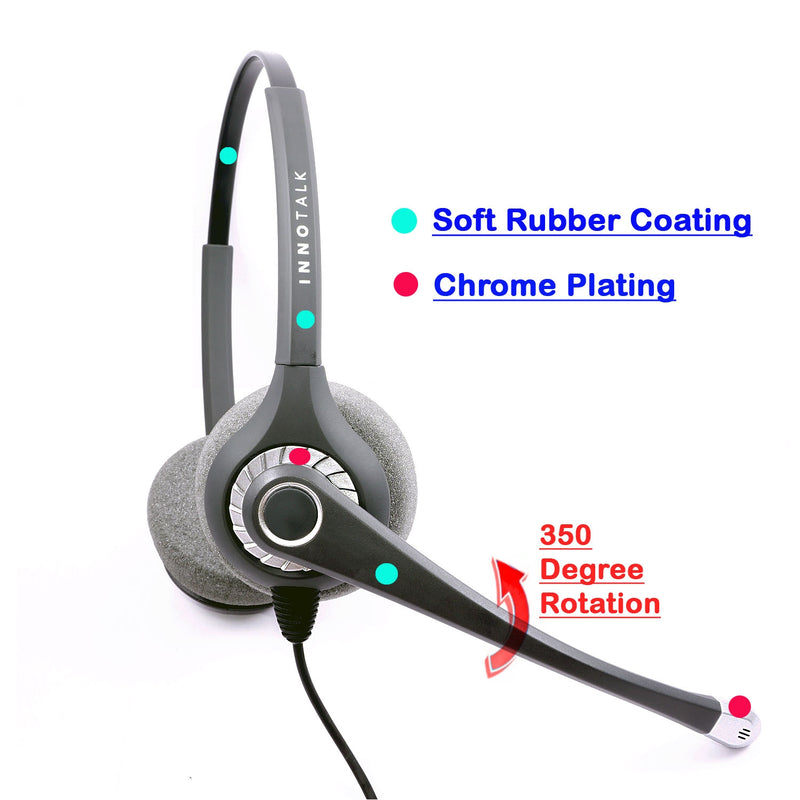 Plantronics Compatible QD cord Combo - InnoTalk Superb Sound Pro Binaural Headset + 2.5 mm headset jack