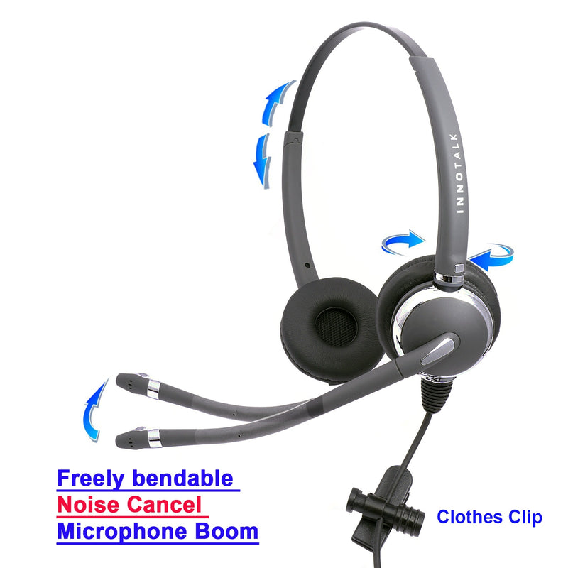 INNOTALK Deluxe Binaural Headset with a Long 3.5 mm Computer Headset Adapter Cable