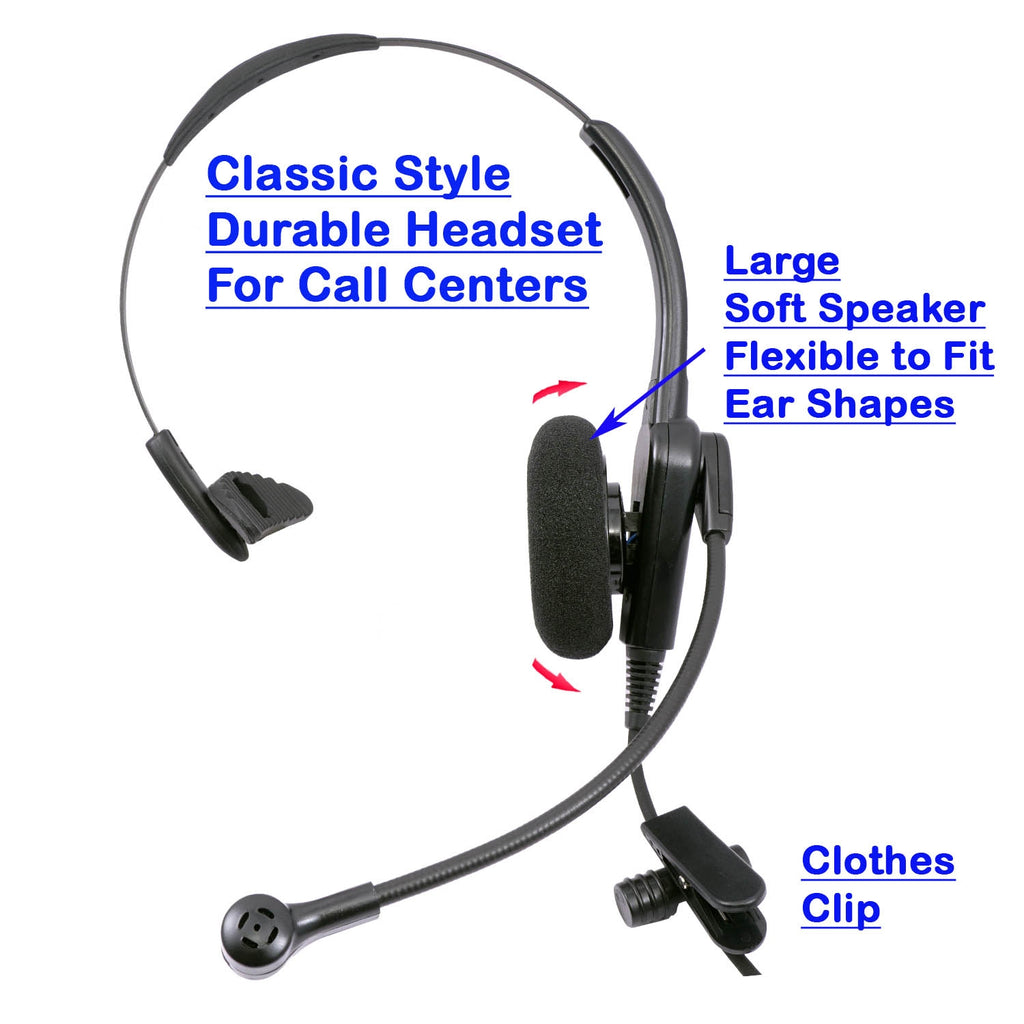INNOTALK Quick Disconnect 3.5mm Plug Call Center Monaural Headset for ...