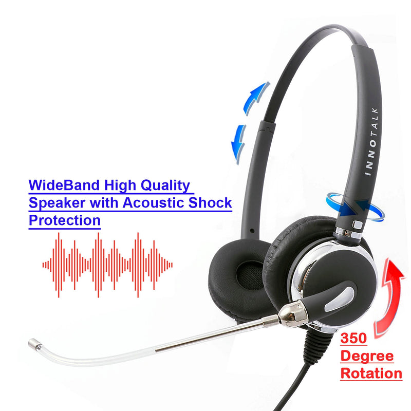 Headset Amplifier with Plantronics Compatible QD Voice Tube Pro Binaural Headset at Call Center for Most Desk Phone