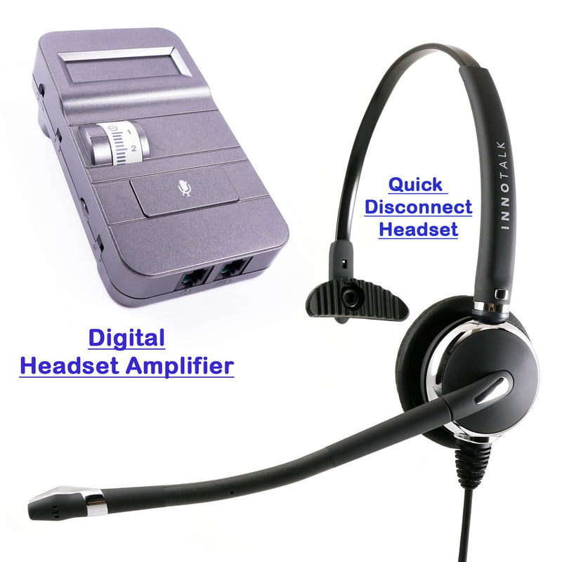Best Professional Monaural Phone Headset with Digital Headset Amplifer for Most Desk Phone