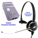 Headset Amplifier with Replaceable Voice Tube Microphone Monaural Headset for Most Desk Phone